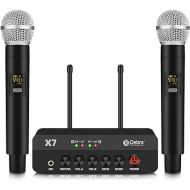 D Debra Audio PRO X7 UHF Wireless Microphone System with Dual Handheld Mic Have Optical, Coaxial Input, Compatible with Active Speaker, TV, for Home Karaoke (M61-2HD)