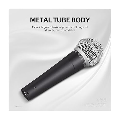  D Debra Wired Dynamic Microphone, Cardioid Dynamic Vocal Handheld Mic with Mic Clips, Suited for Speakers, Karaoke Singing Machine, Amp, Mixer Audio(Without Switch)