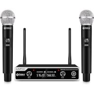 Wireless Microphone System D Debra UHF UBR-102 with Dual Handheld Cordless Mics, 260ft Range, Suitable for Church, Lectures, Karaoke, Weddings, DJ, and Bars