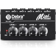 D Debra DH-400 Audio Mixer 4-Channel Line Mixer for Sub-Mixing, Ultra Low-Noise Mini Mixer for Microphones, Guitars, Bass, Keyboards, and Stage Sub Mixing - Perfect for Small Clubs and Bars (Black)