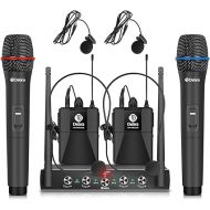 Debra Audio Pro UHF 4 Channel Wireless Microphone System with Cordless Handheld Lavalier Headset Mics, Metal Receiver, Ideal for Karaoke Church Party (with 2 Handheld & 2 Bodypack (B))