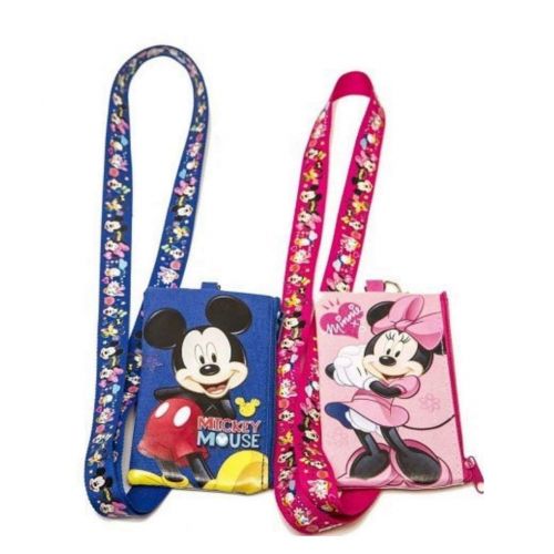  D i s n e y Disney Mickey and Minnie Mouse Drawstring Backpacks Plus Lanyards with Detachable Coin Purse and Autograph Books (Set of 6)