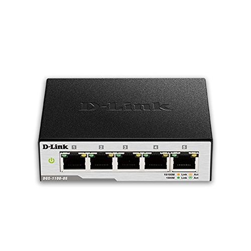  D-Link Ethernet Switch, 5 Port Easy Smart Managed Gigabit Network Internet Desktop (DGS-1100-05)