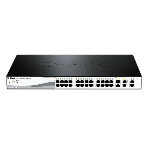  D-Link 28-Port Fast Ethernet WebSmart PoE+ Switch including 2 Gigabit BASE-T and 2 Gigabit Combo BASE-T/SFP Ports (DES-1210-28P)