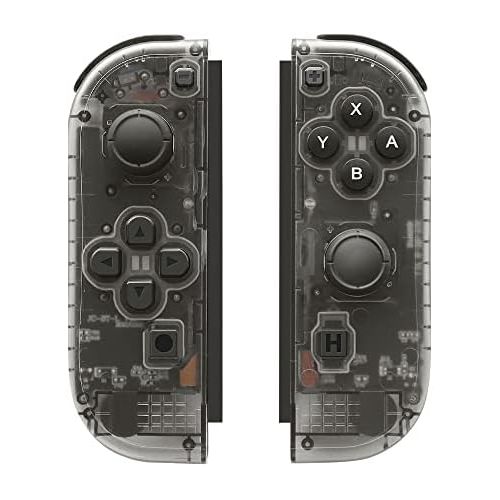  [아마존베스트]D.Gruoiza Joy-Pad Controller Compatible with Switch Joycon,Left and Right Controllers with Straps Support Wake-up Function(Transparent Black)