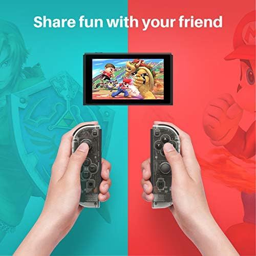  [아마존베스트]D.Gruoiza Joy-Pad Controller Compatible with Switch Joycon,Left and Right Controllers with Straps Support Wake-up Function(Transparent Black)