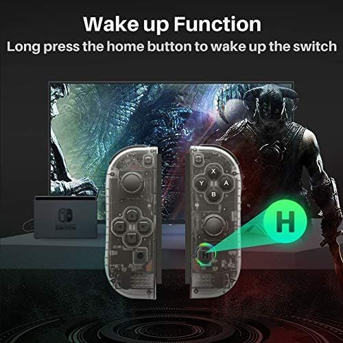  [아마존베스트]D.Gruoiza Joy-Pad Controller Compatible with Switch Joycon,Left and Right Controllers with Straps Support Wake-up Function(Transparent Black)