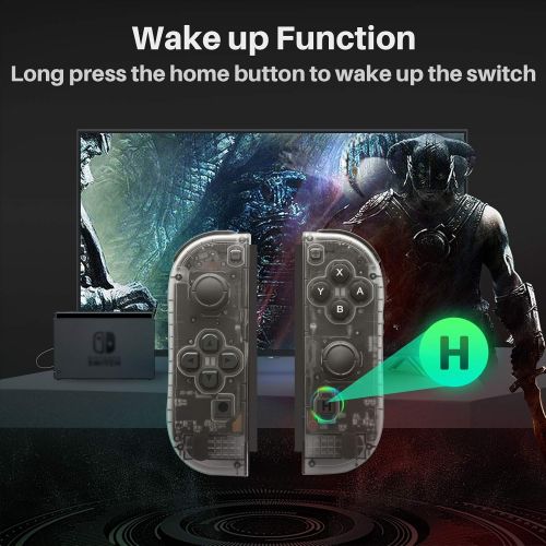  [아마존베스트]D.Gruoiza Joy-Pad Controller Compatible with Switch Joycon,Left and Right Controllers with Straps Support Wake-up Function(Transparent Black)