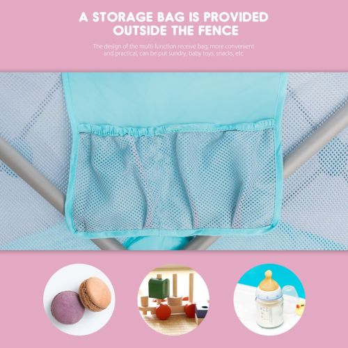  D.LIN Playpen Pop N Portable Playard for Babies/Toddler/Newborn/Infant with Travel Bag,6-Panel,More Protect,More Funny Time [ Blue ]