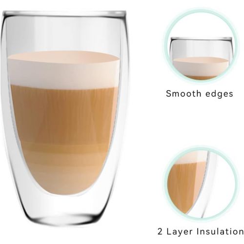  [아마존베스트]D.M DESIGN·MASTER [6-Pack,8.5 Oz] DESIGNMASTER - Premium Double Wall Insulated Glass, Coffee or Tea Glass Mugs, Thermo Insulated Glass, Perfect for Latte, Cappuccino, Americano, Tea and Beverage