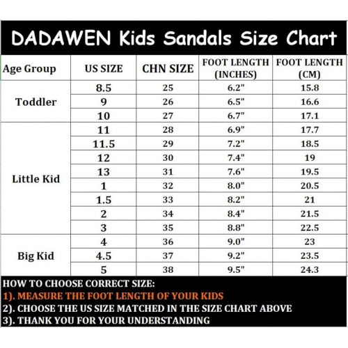  DADAWEN Summer Beach Outdoor Closed-Toe Sandals for Boys and Girls (Toddler/Little Kid/Big Kid)