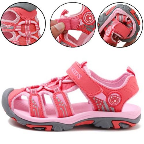  DADAWEN Boys Girls Outdoor Athletic Strap Breathable Closed-Toe Water Sandals (Toddler/Little Kid/Big Kid)