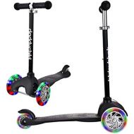 DaddyChild Kick Scooter for Kids, 4 Adjustable Height, Lean to Steer with PU Light Up Wheels, Training Balance Toys for Children from 2 to 13 Year-Old, Gifts for Child