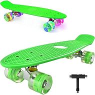 DADDYCHILD Highly Flexible Plastic Cruiser Board Mini 22 Inch Skateboards for Beginners or Professional with High Rebound PU Wheels
