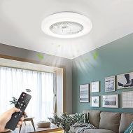 DADUL Ceiling fan with light, modern 22-inch bladeless ceiling fan with 3-color adjustable LED light, smart timing switch, ventilation essential low profile ceiling fan for bedroom, livi