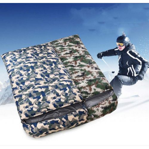  DAFREW Double Sleeping Bag,Four Seasons Outdoor Thick Warm Down Sleeping Bag Envelope Sleeping Bag with Compression Bag (Color : Camouflage 2, Size : 6KG)