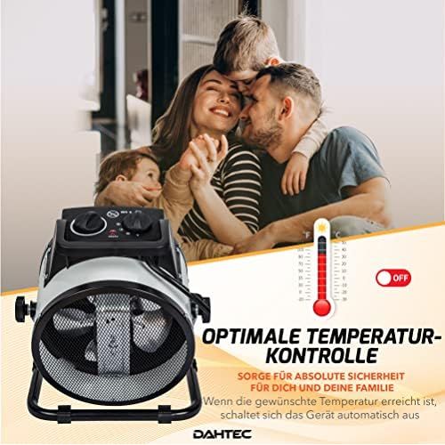  [아마존베스트]DAHTEC Electric Fan Heater with Thermostat and 2 Heat Settings, Electric Heater for Construction Site, Workshop, Caravan, Camping, Garage, Black