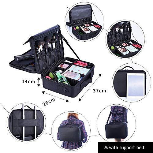  DAIYU New Oxford Cloth Professional Beauty Cosmetic Case Makeup Organizer Travel Accessories Waterproof Large Capacity Suitcases L-2 Layer Black