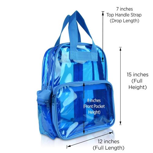  DALIX Small Transparent Clear Backpack in Neon Blue