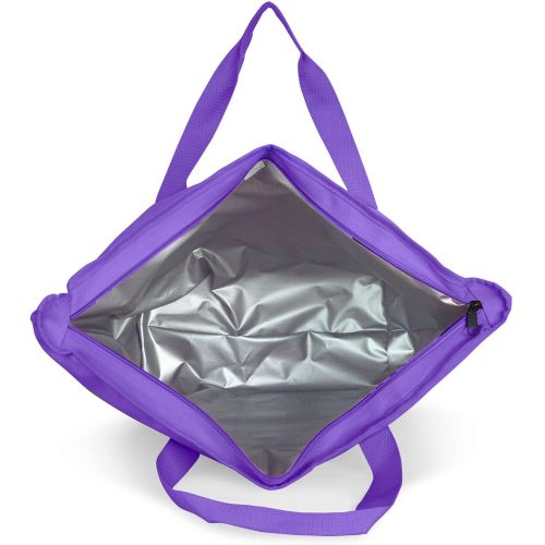  DALIX 25 Large Insulated Tote Cooler Bag w/Zipper in Purple