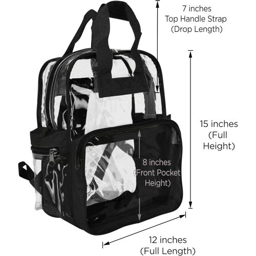  DALIX Small Clear Backpack Bag in Black