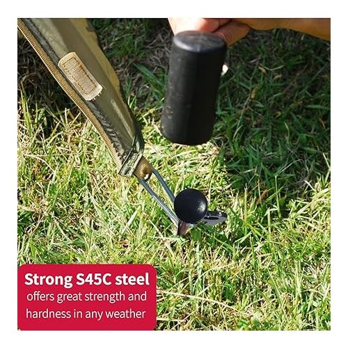  DANCHEL OUTDOOR 10 Pack Tent Stakes Heavy Duty 16 Inch Steel Peg Extra Long Stakes for Shelter Canopy Tent Camping Accessories