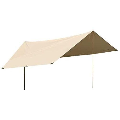  DANCHEL OUTDOOR Bell Tent Awning Tarps with Poles Lightweight Sun?Shelter Canopy for Backpacking Rain Fly?Picnic(Khaki, 10x13.2ft)