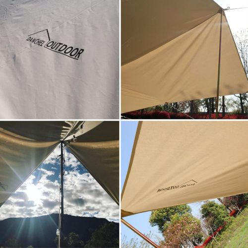  DANCHEL OUTDOOR Bell Tent Awning Tarps with Poles Lightweight Sun?Shelter Canopy for Backpacking Rain Fly?Picnic(Khaki, 10x13.2ft)