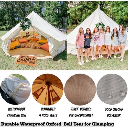  DANCHEL OUTDOOR Durable Oxford Glamping Tent for 2/4/6/8 Person, Luxury Waterproof Yurt for Family Camping, Easy to Maintain, White
