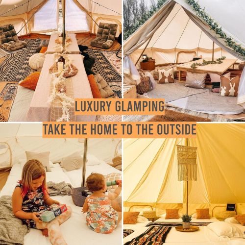  DANCHEL OUTDOOR Durable Oxford Glamping Tent for 2/4/6/8 Person, Luxury Waterproof Yurt for Family Camping, Easy to Maintain, White