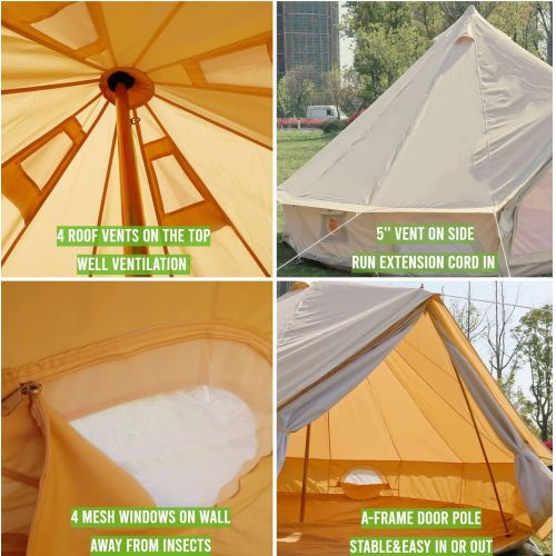  DANCHEL OUTDOOR 4 Season Waterproof Canvas Camping Bell Tent for 8 Person,Lightweight Sun Shelter Canopy for Backpacking Rain Fly Glamping 6M=20ft