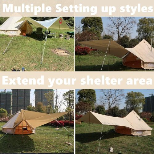  DANCHEL OUTDOOR 4 Season Waterproof Canvas Camping Bell Tent for 8 Person,Lightweight Sun Shelter Canopy for Backpacking Rain Fly Glamping 6M=20ft