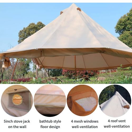  DANCHEL OUTDOOR 4 Season Oxford Glamping Tent, Waterproof Yurt Tent Bell Tent for Camping White
