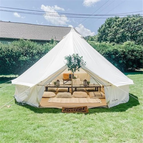  DANCHEL OUTDOOR 4 Season Oxford Glamping Tent, Waterproof Yurt Tent Bell Tent for Camping White