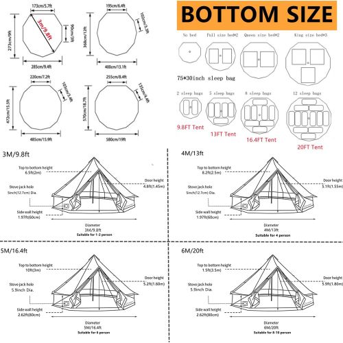  DANCHEL OUTDOOR 4-Season Waterproof Cotton Canvas Bell Yurt Tents Family Glamping