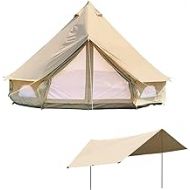 DANCHEL OUTDOOR 100% Cotton Canvas Bell Tent for Glamping with Waterproof Camping Shelter (Khaki, 3M=9.8ft)