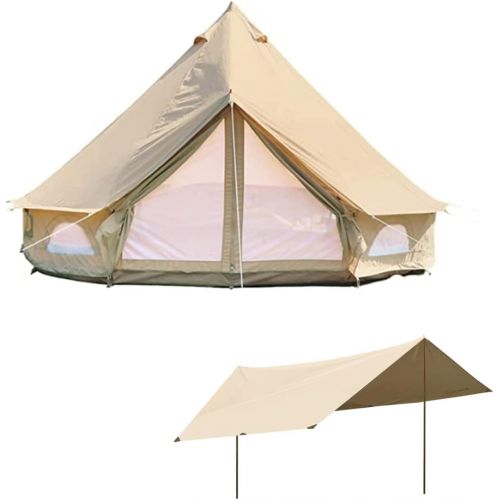  DANCHEL OUTDOOR 100% Cotton Canvas Bell Tent for Glamping with Waterproof Camping Shelter (Khaki, 3M=9.8ft)