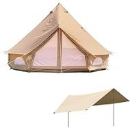 DANCHEL OUTDOOR 4 Season Cotton Canvas Yurt Tent with 2 Stove Jacks,Lightweight Sun Shelter Canopy for Backpacking Rain Fly Hiking