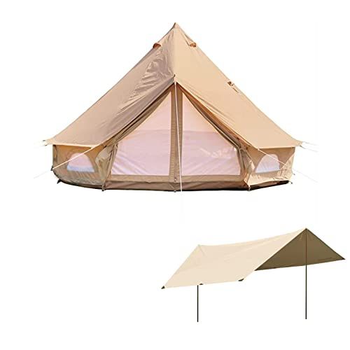  DANCHEL OUTDOOR 4 Season Cotton Canvas Yurt Tent with 2 Stove Jacks,Lightweight Sun Shelter Canopy for Backpacking Rain Fly Hiking