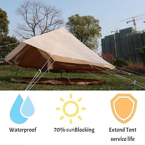  DANCHEL OUTDOOR Cotton Canvas Bell Tent with Waterproof Rain Fly Tarp for 6 Person Camping Glamping, 5M/16.4ft