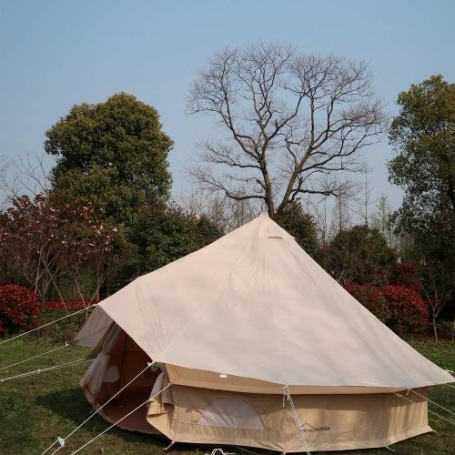  DANCHEL OUTDOOR Cotton Canvas Bell Tent with Waterproof Rain Fly Tarp for 6 Person Camping Glamping, 5M/16.4ft