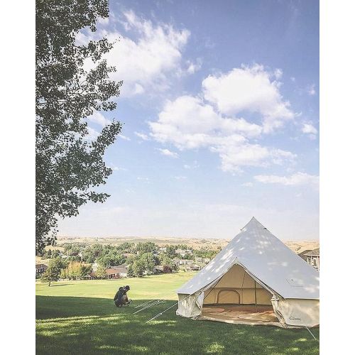  DANCHEL OUTDOOR Waterproof Cavans Yurt Tent 2 Stove Jack with Front Sun Shelter Awning Camping Glamping, 6m/20FT