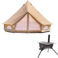 DANCHEL OUTDOOR Large Cotton Canvas Yurt Tent with 2 Stove Jack with Camping Stove for Glamping(6M=20ft)