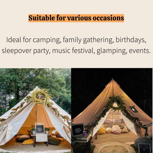  DANCHEL OUTDOOR Large Cotton Canvas Yurt Tent with 2 Stove Jack with Camping Stove for Glamping(6M=20ft)