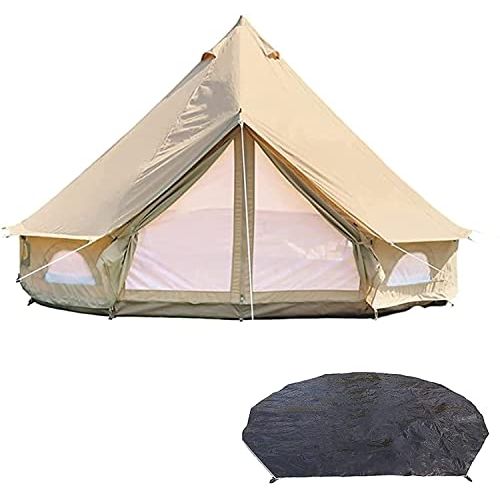  DANCHEL OUTDOOR Waterproof Cotton Canvas Yurt Tents for 6 Person Camping with Footprint, Luxury Waterproof Glamping Bell Tent,