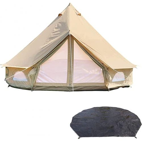  DANCHEL OUTDOOR Waterproof Cotton Canvas Yurt Tents for 6 Person Camping with Footprint, Luxury Waterproof Glamping Bell Tent,