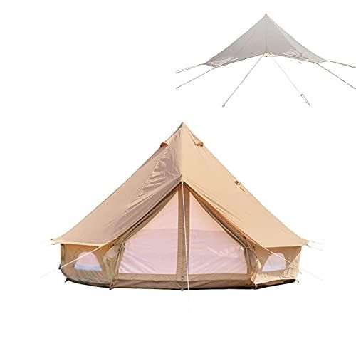  DANCHEL OUTDOOR Cotton Canvas Yurt Tent with 2 Stove Jacks, 4 Season Waterproof Rian fly Cover for Camping Glamping, 20ft