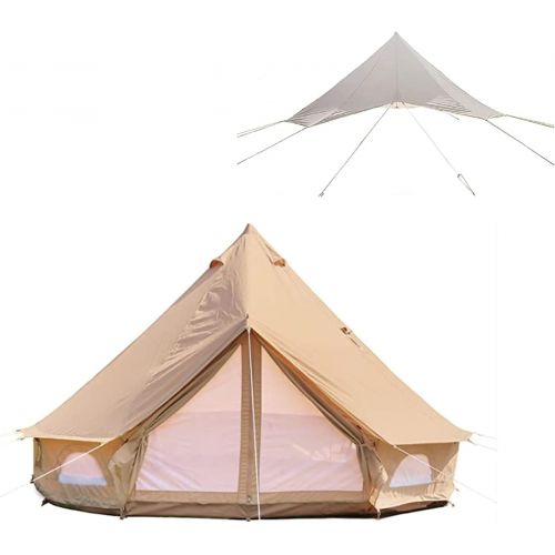  DANCHEL OUTDOOR Cotton Canvas Yurt Tent with 2 Stove Jacks, 4 Season Waterproof Rian fly Cover for Camping Glamping, 20ft