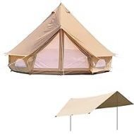 DANCHEL OUTDOOR 4 Season Waterproof Canvas Camping Bell Tent for 8 Person,Lightweight Sun Shelter Canopy for Backpacking Rain Fly Glamping 6M=20ft