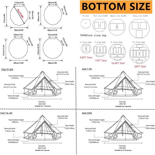  DANCHEL OUTDOOR Waterproof Cotton Canvas Camping Tent with 2 Stove Jack, 4 Season Yurt Tent for Family Luxury Glamping Hunting